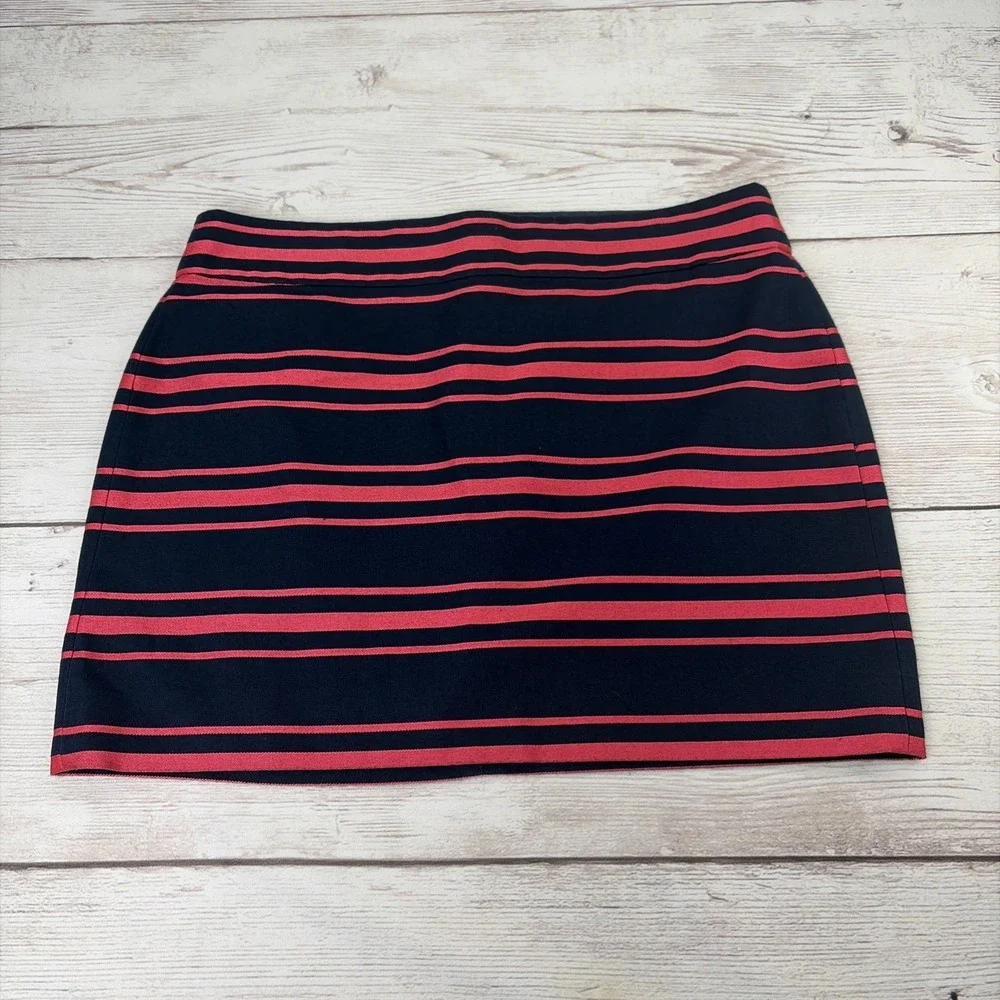 J. Crew Women's 10 Metallic Multi Stripe Mini Skirt Pink Blue Back Zip Excellent